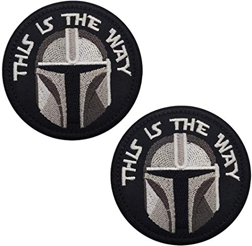 This is The Way Mandalorian Half Helmet Inspired Art Embroidered Fastener Hook and Loop Backing Tactical Moral Patch 8,9 cm 2 Stück von ODSS