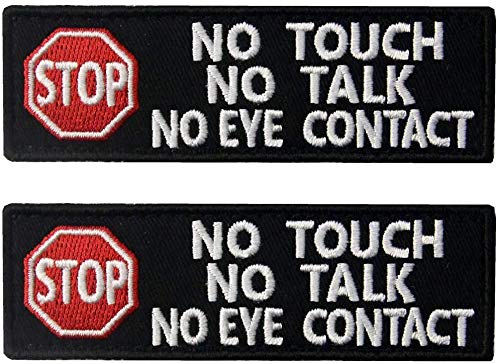 Warnweste/Geschirr mit Aufschrift „Service Dog No Touch No Talk“, taktische Militär-Morale-Abzeichen, bestickt, Klettverschluss, 10 x 3 cm, 2 Stück Warnweste/Geschirr mit Aufschrift „Service Dog No Touch No Talk“, taktische Militär-Morale-Abzeichen, bestickt, Klettverschluss, 10 x 3 cm, 2 Stück von ODSS