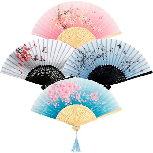 OEEYYT 4 Stück Fächer Handfächer Fächer Hochzeit, Sommer Fecher Asiatische Deko, für Wanddekoration, Geschenke, Geburttag, Party, Wedding OEEYYT 4 Stück Fächer Handfächer Fächer Hochzeit, Sommer Fecher Asiatische Deko, für Wanddekoration, Geschenke, Geburttag, Party, Wedding von OEEYYT