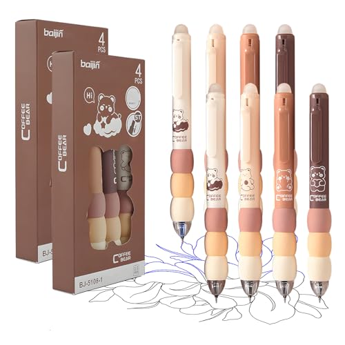 OEEYYT 8 Stück Radierbarer Kugelschreiber Tintenroller Radierbar Blau und Schwarz Radierbare Stifte Durchmesser Der Mine 0,5mm Erasable Pen, für Schul Bürobedarf (Braun) von OEEYYT