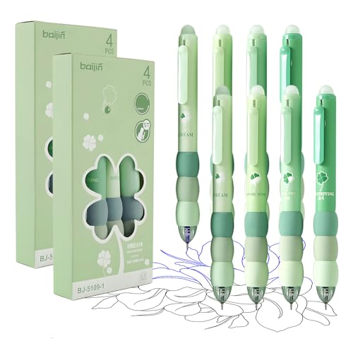 OEEYYT 8 Stück Radierbarer Kugelschreiber Tintenroller Radierbar Blau und Schwarz Radierbare Stifte Durchmesser Der Mine 0,5mm Erasable Pen, für Schul Bürobedarf (Grün) von OEEYYT