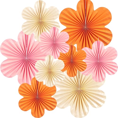 OEEYYT 9 Stück Papier Fächer Dekoration Hanging papierblumen Rosa Orange Weiß party deko papierfächer für Hochzeit Tischdeko geburtstagsdeko partydeko OEEYYT 9 Stück Papier Fächer Dekoration Hanging papierblumen Rosa Orange Weiß party deko papierfächer für Hochzeit Tischdeko geburtstagsdeko partydeko von OEEYYT