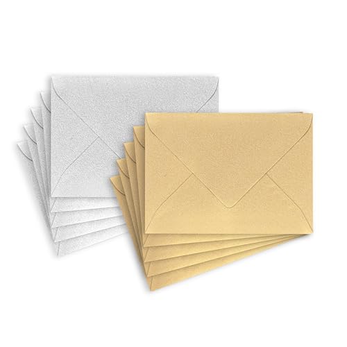 ÖKI Briefumschläge Gold/Silber | Für Für Gutscheinkarten, Geldgeschenke, kleine Grußkarten, etc. | 5 Stk. pro Farbe | Briefkuvert/Briefhülle | Größe C7 81 x 114mm | 10 Stück ÖKI Briefumschläge Gold/Silber | Für Für Gutscheinkarten, Geldgeschenke, kleine Grußkarten, etc. | 5 Stk. pro Farbe | Briefkuvert/Briefhülle | Größe C7 81 x 114mm | 10 Stück von ÖKI