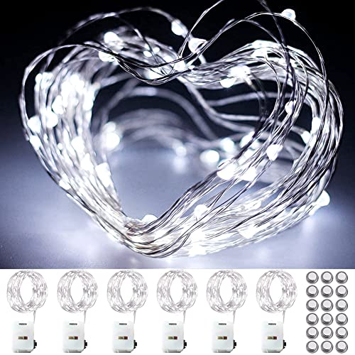 OEMG LED Lichterkette Batterie, 6 Stück 10ft 30er LED Draht Micro Batterie-betrieben Mini Kupfer Drahtlichterkette Deko Hochzeit Partybeleuchtung Innen Weihnachtsdeko von OEMG
