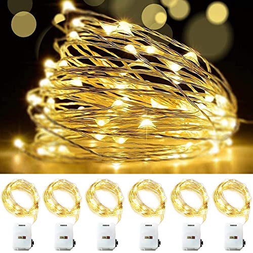 OEMG Mini LED Lichterkette mit Batterie, 6 Stück Lichterkette Batterie 10ft Micro 30 LED Draht Lichterkett Batteriebetrieben für Innen Weihnachtsdeko Hochzeit Party Beleuchtung Garten Deko von OEMG