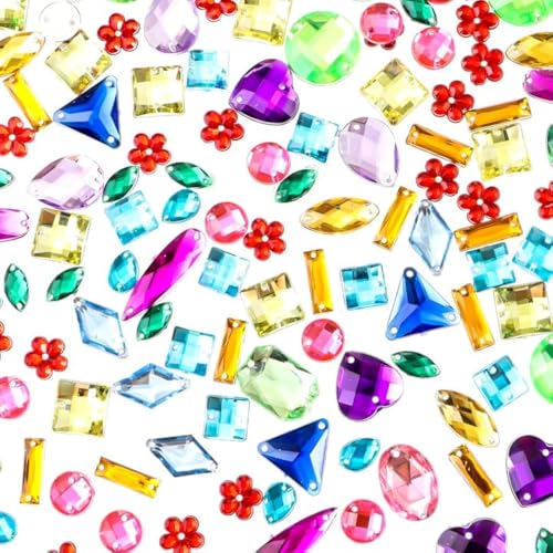 OEMOO 500 Stück Edelsteine zum Nähen, Acryl, gemischte Formen, Strasssteine zum Aufnähen mit Nählöchern für Kleidung, DIY, Handwerk, Kostüm, Kleidung, Schuhe, Dekoration (mehrfarbig) von OEMOO