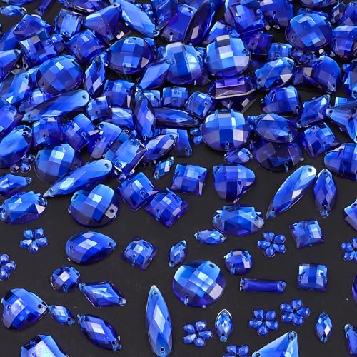 OEMOO 500 Stück Näh-Edelsteine, Acryl, zum Nähen, Kristall, gemischte Formen, zum Aufnähen von Strasssteinen, mit Nählöchern, für Kleidung, DIY, Handwerk, Kostüm, Kleidung, Schuhe, Dekoration (blau) OEMOO 500 Stück Näh-Edelsteine, Acryl, zum Nähen, Kristall, gemischte Formen, zum Aufnähen von Strasssteinen, mit Nählöchern, für Kleidung, DIY, Handwerk, Kostüm, Kleidung, Schuhe, Dekoration (blau) von OEMOO