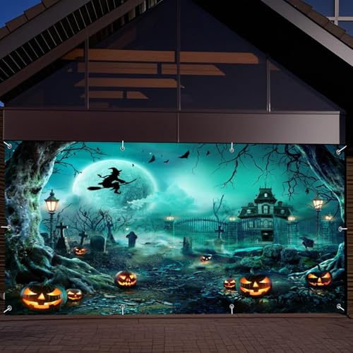 OERJU Halloween-Garagentor-Abdeckung, Banner, Halloween-Garagentor-Dekorationen, hängender Hintergrund, Wandhintergrund für drinnen und draußen, Urlaub, Party, Zuhause, Hof, Heiligtage, Dekoration OERJU Halloween-Garagentor-Abdeckung, Banner, Halloween-Garagentor-Dekorationen, hängender Hintergrund, Wandhintergrund für drinnen und draußen, Urlaub, Party, Zuhause, Hof, Heiligtage, Dekoration von OERJU