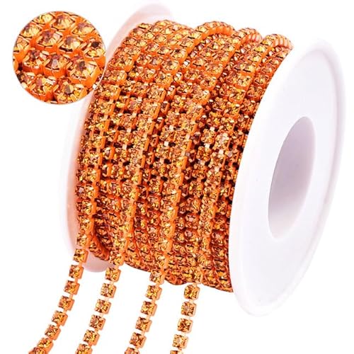 10 Yard Strass-Strasskette zum Aufnähen, Diamant-Klebeketten zum Aufnähen von Kleidungsstücken zum Selbermachen, B4001-Topaz, SS8 – 10 Yard von OEUWDI
