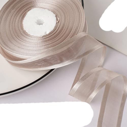 45 Meter/Rolle 25 mm Organzaband mit doppelter breiter Kante, Floristen-Blumenstraußbindung, Hand-DIY-Band, Kuchen, Backen, Verpackung, Mullgürtel, 25 mm, silberbraun, doppelte breite Kante 45 Meter/Rolle 25 mm Organzaband mit doppelter breiter Kante, Floristen-Blumenstraußbindung, Hand-DIY-Band, Kuchen, Backen, Verpackung, Mullgürtel, 25 mm, silberbraun, doppelte breite Kante von OEUWDI