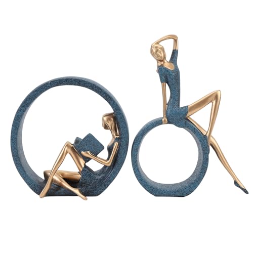 2 Harzmädchen -Statuetten Lesen Yoga, Home Decoration and Decoration Work Office, moderne Kunst für Bibliothek, Büro, Regal oder Wohnzimmer 2 Harzmädchen -Statuetten Lesen Yoga, Home Decoration and Decoration Work Office, moderne Kunst für Bibliothek, Büro, Regal oder Wohnzimmer von OFFAXE