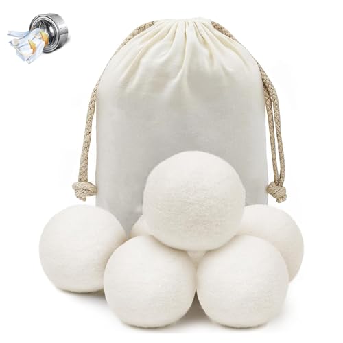 OFFAXE 6er Set Trocknerbälle aus Wolle Ø 6cm – Wiederverwendbare Wolltrocknerbälle zur Reduzierung von Falten & statischer Aufladung, ideal zum Wäsche weich Machen im Trockner von OFFAXE