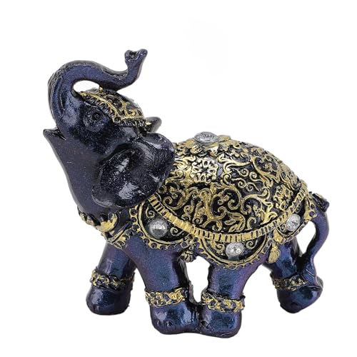 OFFAXE Blaue Feng Shui Harz Elephant Arbeits halter Heim ation und Arbeit Büro ation Symbolische Statue für Eingang, Wohnzimmer oder Arbeits bereich (S (ca. 283 x 180 mm / 11,14 x 7,09 Zoll)) von OFFAXE