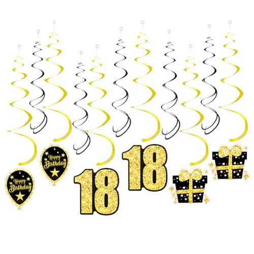 OFFCUP 18 Stück 18 Geburtstag Wirbel Deko 18. Geburtstag Party Luftschlangen Hängende Wirbel Spiral Girland Deckenhänger Sparkling Spiralen Party Deko für Geburtstag Jubiläum oder Partydeko OFFCUP 18 Stück 18 Geburtstag Wirbel Deko 18. Geburtstag Party Luftschlangen Hängende Wirbel Spiral Girland Deckenhänger Sparkling Spiralen Party Deko für Geburtstag Jubiläum oder Partydeko von OFFCUP