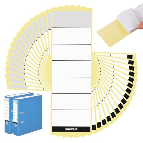 OFFCUP 60 Stück Ordnerrücken Selbstklebend 6x19cm Breite Ordner Etiketten Selbstklebend Weiß Ordner Rückenschilder Ordnerrücken Aufkleber für Büro Schule Haushalt Bibliothek von OFFCUP