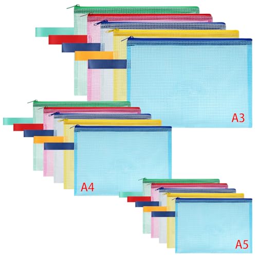 OFFCUP Dokumententasche A3+A4+A5, 15 Stücke Zip Tasche, bunte wasserdichte Dokumententasche mit Reißverschluss, Mesh Beutel mit Reißverschluss Datei Zipper Tasche Reißverschlusstaschen OFFCUP Dokumententasche A3+A4+A5, 15 Stücke Zip Tasche, bunte wasserdichte Dokumententasche mit Reißverschluss, Mesh Beutel mit Reißverschluss Datei Zipper Tasche Reißverschlusstaschen von OFFCUP