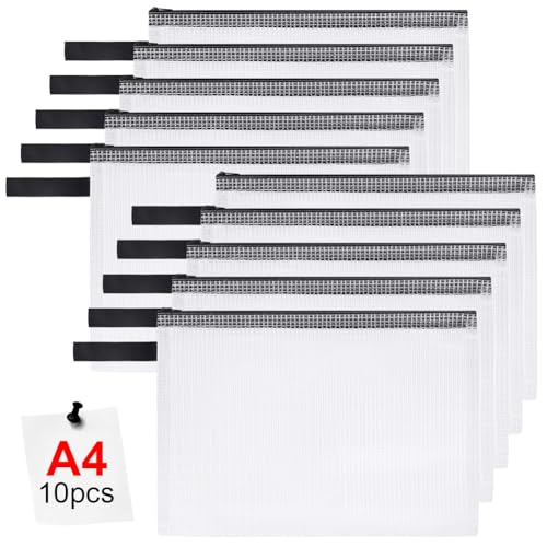 OFFCUP Dokumententasche A4, 10 Stück A4 Datei Taschen mit Reißverschluss, Wasserdichte Mesh Kunststoff Reißverschlusstasche für Datei, Papier, Dokumente, Kosmetika, Hausaufgaben und Reisezubehör OFFCUP Dokumententasche A4, 10 Stück A4 Datei Taschen mit Reißverschluss, Wasserdichte Mesh Kunststoff Reißverschlusstasche für Datei, Papier, Dokumente, Kosmetika, Hausaufgaben und Reisezubehör von OFFCUP