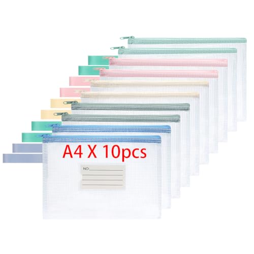 OFFCUP Dokumententasche A4, 10 Stück A4 Datei Taschen mit Reißverschluss, Wasserdichte Mesh Kunststoff Reißverschlusstasche für Datei, Papier, Dokumente, Kosmetika, Hausaufgaben und Reisezubehör OFFCUP Dokumententasche A4, 10 Stück A4 Datei Taschen mit Reißverschluss, Wasserdichte Mesh Kunststoff Reißverschlusstasche für Datei, Papier, Dokumente, Kosmetika, Hausaufgaben und Reisezubehör von OFFCUP