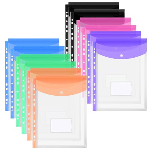 OFFCUP Dokumententasche A4, 12 Stück Transparent Dokumentenmappe mit Druckknopf und Etikettentasche, Erweiterbare Wasserdicht A4 zum Abheften, Datei Taschen Sichttasche mit 11 Lochrand, 6 Farben OFFCUP Dokumententasche A4, 12 Stück Transparent Dokumentenmappe mit Druckknopf und Etikettentasche, Erweiterbare Wasserdicht A4 zum Abheften, Datei Taschen Sichttasche mit 11 Lochrand, 6 Farben von OFFCUP
