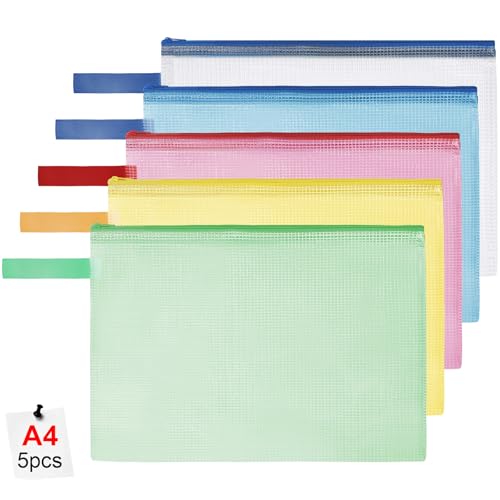 OFFCUP Dokumententasche A4, 5 Stücke Zip Tasche, bunte wasserdichte Dokumententasche mit Reißverschluss, Mesh Beutel mit Reißverschluss Datei Zipper Tasche Reißverschlusstaschen OFFCUP Dokumententasche A4, 5 Stücke Zip Tasche, bunte wasserdichte Dokumententasche mit Reißverschluss, Mesh Beutel mit Reißverschluss Datei Zipper Tasche Reißverschlusstaschen von OFFCUP
