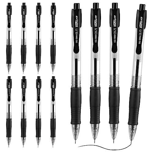 OFFCUP Druckkugelschreiber, 12pcs Schwarz Kugelschreiber, Gel Ink Pen 0,7 mm Feder Großraumine Kuli Ergonomische Rutschfeste Griffzone Kugelschreiber Set für Büro und Haushal von OFFCUP