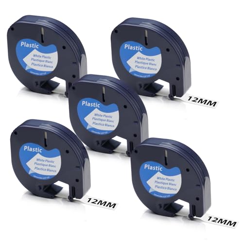 OFFCUP Dymo Letratag Etikettenband, 5 Stück 12mm x 8m, Kompatibel mit Dymo Letratag LT-100H LT-100T LT-2000 LT-QX50, Schwarz auf Weiß OFFCUP Dymo Letratag Etikettenband, 5 Stück 12mm x 8m, Kompatibel mit Dymo Letratag LT-100H LT-100T LT-2000 LT-QX50, Schwarz auf Weiß von OFFCUP