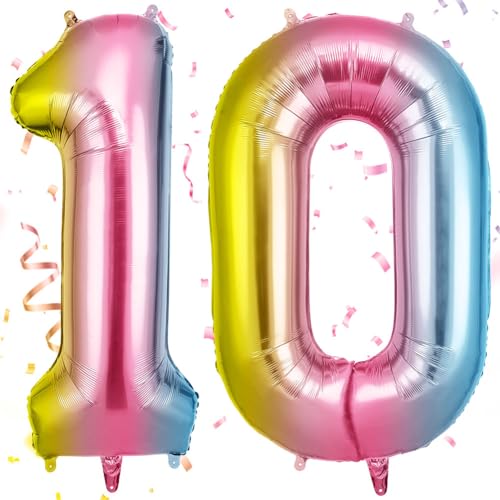 OFFCUP Farbverlauf Zahl Luftballoon, Riesige Folienballon Zahl 10, 40 Zoll Helium Ballons Geburtstag zahlen Luftballon Geburtstagsdeko Zahlenballon Jubiläumsparty Dekoration Bunt Folienzahlen Ballons OFFCUP Farbverlauf Zahl Luftballoon, Riesige Folienballon Zahl 10, 40 Zoll Helium Ballons Geburtstag zahlen Luftballon Geburtstagsdeko Zahlenballon Jubiläumsparty Dekoration Bunt Folienzahlen Ballons von OFFCUP