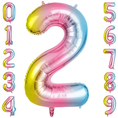 OFFCUP Farbverlauf Zahl Luftballoon, Riesige Folienballon Zahl 2, 40 Zoll Helium Ballons Geburtstag zahlen Luftballon Geburtstagsdeko Zahlenballon Jubiläumsparty Dekoration Bunt Folienzahlen Ballons OFFCUP Farbverlauf Zahl Luftballoon, Riesige Folienballon Zahl 2, 40 Zoll Helium Ballons Geburtstag zahlen Luftballon Geburtstagsdeko Zahlenballon Jubiläumsparty Dekoration Bunt Folienzahlen Ballons von OFFCUP