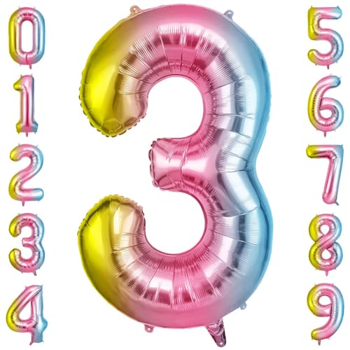 OFFCUP Farbverlauf Zahl Luftballoon, Riesige Folienballon Zahl 3, 40 Zoll Helium Ballons Geburtstag zahlen Luftballon Geburtstagsdeko Zahlenballon Jubiläumsparty Dekoration Bunt Folienzahlen Ballons OFFCUP Farbverlauf Zahl Luftballoon, Riesige Folienballon Zahl 3, 40 Zoll Helium Ballons Geburtstag zahlen Luftballon Geburtstagsdeko Zahlenballon Jubiläumsparty Dekoration Bunt Folienzahlen Ballons von OFFCUP