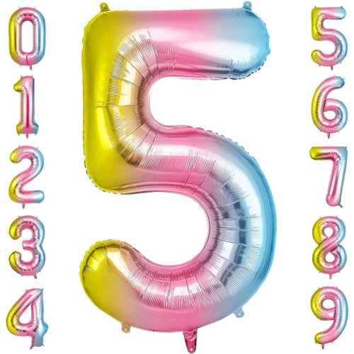 OFFCUP Farbverlauf Zahl Luftballoon, Riesige Folienballon Zahl 5, 40 Zoll Helium Ballons Geburtstag zahlen Luftballon Geburtstagsdeko Zahlenballon Jubiläumsparty Dekoration Bunt Folienzahlen Ballons OFFCUP Farbverlauf Zahl Luftballoon, Riesige Folienballon Zahl 5, 40 Zoll Helium Ballons Geburtstag zahlen Luftballon Geburtstagsdeko Zahlenballon Jubiläumsparty Dekoration Bunt Folienzahlen Ballons von OFFCUP
