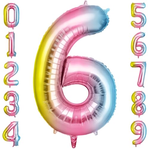 OFFCUP Farbverlauf Zahl Luftballoon, Riesige Folienballon Zahl 6, 40 Zoll Helium Ballons Geburtstag zahlen Luftballon Geburtstagsdeko Zahlenballon Jubiläumsparty Dekoration Bunt Folienzahlen Ballons OFFCUP Farbverlauf Zahl Luftballoon, Riesige Folienballon Zahl 6, 40 Zoll Helium Ballons Geburtstag zahlen Luftballon Geburtstagsdeko Zahlenballon Jubiläumsparty Dekoration Bunt Folienzahlen Ballons von OFFCUP