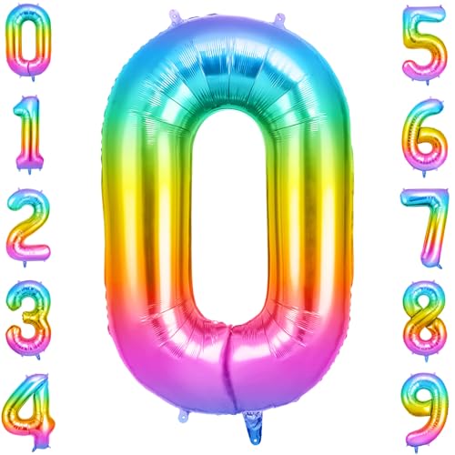 OFFCUP Geburtstag Zahlen Luftballon Mehrfarbig, Geburtstagsdeko Ballons Zahl 0, Riesige Folienballon in 40" Helium Ballons für Männer Frauen Geburtstagsparty Deko, Jubiläum 0 Jahre Deko OFFCUP Geburtstag Zahlen Luftballon Mehrfarbig, Geburtstagsdeko Ballons Zahl 0, Riesige Folienballon in 40" Helium Ballons für Männer Frauen Geburtstagsparty Deko, Jubiläum 0 Jahre Deko von OFFCUP