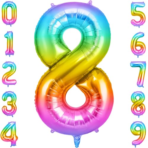 OFFCUP Geburtstag Zahlen Luftballon Mehrfarbig, Geburtstagsdeko Ballons Zahl 8, Riesige Folienballon in 40" Helium Ballons für Männer Frauen Geburtstagsparty Deko, Jubiläum 8 Jahre Deko OFFCUP Geburtstag Zahlen Luftballon Mehrfarbig, Geburtstagsdeko Ballons Zahl 8, Riesige Folienballon in 40" Helium Ballons für Männer Frauen Geburtstagsparty Deko, Jubiläum 8 Jahre Deko von OFFCUP