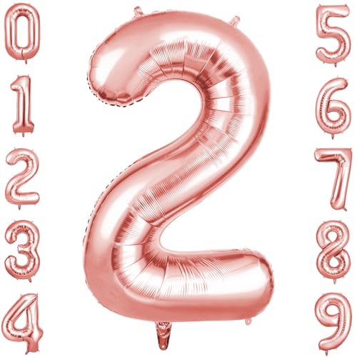 OFFCUP Geburtstag Zahlen Luftballon Roségold, Geburtstagsdeko Ballons Zahl 2, Riesige Folienballon in 40" Helium Ballons für Männer Frauen Geburtstagsparty Deko, Jubiläum 2 Jahre Deko OFFCUP Geburtstag Zahlen Luftballon Roségold, Geburtstagsdeko Ballons Zahl 2, Riesige Folienballon in 40" Helium Ballons für Männer Frauen Geburtstagsparty Deko, Jubiläum 2 Jahre Deko von OFFCUP