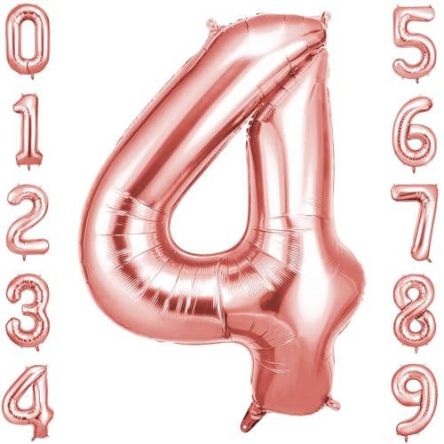 OFFCUP Geburtstag Zahlen Luftballon Roségold, Geburtstagsdeko Ballons Zahl 4, Riesige Folienballon in 40" Helium Ballons für Männer Frauen Geburtstagsparty Deko, Jubiläum 4 Jahre Deko OFFCUP Geburtstag Zahlen Luftballon Roségold, Geburtstagsdeko Ballons Zahl 4, Riesige Folienballon in 40" Helium Ballons für Männer Frauen Geburtstagsparty Deko, Jubiläum 4 Jahre Deko von OFFCUP