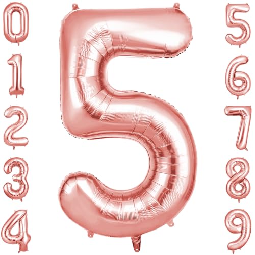OFFCUP Geburtstag Zahlen Luftballon Roségold, Geburtstagsdeko Ballons Zahl 5, Riesige Folienballon in 40" Helium Ballons für Männer Frauen Geburtstagsparty Deko, Jubiläum 5 Jahre Deko OFFCUP Geburtstag Zahlen Luftballon Roségold, Geburtstagsdeko Ballons Zahl 5, Riesige Folienballon in 40" Helium Ballons für Männer Frauen Geburtstagsparty Deko, Jubiläum 5 Jahre Deko von OFFCUP