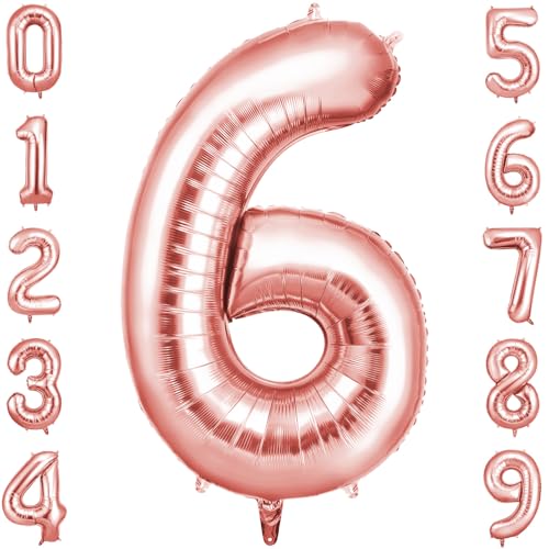 OFFCUP Geburtstag Zahlen Luftballon Roségold, Geburtstagsdeko Ballons Zahl 6, Riesige Folienballon in 40" Helium Ballons für Männer Frauen Geburtstagsparty Deko, Jubiläum 6 Jahre Deko OFFCUP Geburtstag Zahlen Luftballon Roségold, Geburtstagsdeko Ballons Zahl 6, Riesige Folienballon in 40" Helium Ballons für Männer Frauen Geburtstagsparty Deko, Jubiläum 6 Jahre Deko von OFFCUP