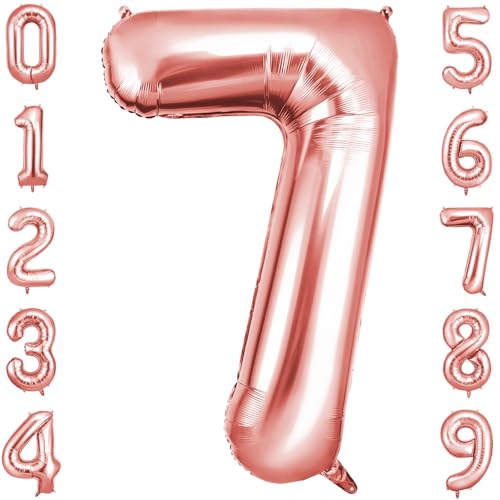 OFFCUP Geburtstag Zahlen Luftballon Roségold, Geburtstagsdeko Ballons Zahl 7, Riesige Folienballon in 40" Helium Ballons für Männer Frauen Geburtstagsparty Deko, Jubiläum 7 Jahre Deko OFFCUP Geburtstag Zahlen Luftballon Roségold, Geburtstagsdeko Ballons Zahl 7, Riesige Folienballon in 40" Helium Ballons für Männer Frauen Geburtstagsparty Deko, Jubiläum 7 Jahre Deko von OFFCUP