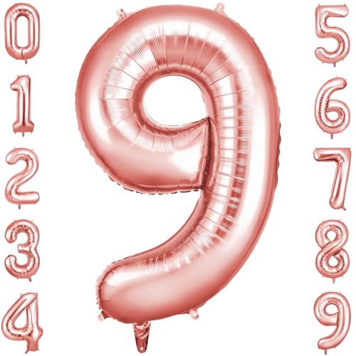OFFCUP Geburtstag Zahlen Luftballon Roségold, Geburtstagsdeko Ballons Zahl 9, Riesige Folienballon in 40" Helium Ballons für Männer Frauen Geburtstagsparty Deko, Jubiläum 9 Jahre Deko OFFCUP Geburtstag Zahlen Luftballon Roségold, Geburtstagsdeko Ballons Zahl 9, Riesige Folienballon in 40" Helium Ballons für Männer Frauen Geburtstagsparty Deko, Jubiläum 9 Jahre Deko von OFFCUP