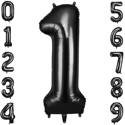 OFFCUP Geburtstag Zahlen Luftballon Schwarz, Geburtstagsdeko Ballons Zahl 1, Riesige Folienballon in 40" Helium Ballons für Männer Frauen Geburtstagsparty Deko, Jubiläum 1 Jahre Deko OFFCUP Geburtstag Zahlen Luftballon Schwarz, Geburtstagsdeko Ballons Zahl 1, Riesige Folienballon in 40" Helium Ballons für Männer Frauen Geburtstagsparty Deko, Jubiläum 1 Jahre Deko von OFFCUP