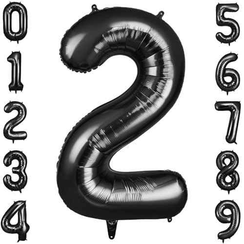 OFFCUP Geburtstag Zahlen Luftballon Schwarz, Geburtstagsdeko Ballons Zahl 2, Riesige Folienballon in 40" Helium Ballons für Männer Frauen Geburtstagsparty Deko, Jubiläum 2 Jahre Deko OFFCUP Geburtstag Zahlen Luftballon Schwarz, Geburtstagsdeko Ballons Zahl 2, Riesige Folienballon in 40" Helium Ballons für Männer Frauen Geburtstagsparty Deko, Jubiläum 2 Jahre Deko von OFFCUP