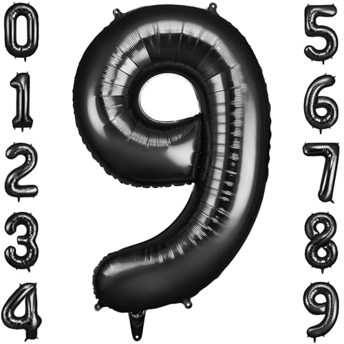 OFFCUP Geburtstag Zahlen Luftballon Schwarz, Geburtstagsdeko Ballons Zahl 9, Riesige Folienballon in 40" Helium Ballons für Männer Frauen Geburtstagsparty Deko, Jubiläum 9 Jahre Deko OFFCUP Geburtstag Zahlen Luftballon Schwarz, Geburtstagsdeko Ballons Zahl 9, Riesige Folienballon in 40" Helium Ballons für Männer Frauen Geburtstagsparty Deko, Jubiläum 9 Jahre Deko von OFFCUP