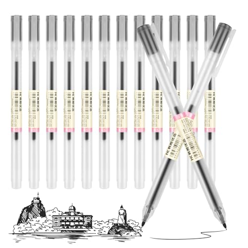 OFFCUP Gelschreiber 0.5mm, 12pcs Schwarze Gel-Tintenstifte, japanischer Stil Gelschreiber, extra feine Spitze Schwarzer Gel Kugelschreiber Schnell Trocknende Tinte OFFCUP Gelschreiber 0.5mm, 12pcs Schwarze Gel-Tintenstifte, japanischer Stil Gelschreiber, extra feine Spitze Schwarzer Gel Kugelschreiber Schnell Trocknende Tinte von OFFCUP