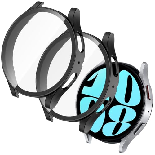 OFFCUP Hülle für Samsung Galaxy Watch, 2 Stück Hülle Kompatibel mit Samsung Galaxy Watch 6 40mm, Gesamt Schutzhülle Ultradünne Hard PC Eingebaut Kratzfest Gehärtetes Glas Displayschutz - Schwarz OFFCUP Hülle für Samsung Galaxy Watch, 2 Stück Hülle Kompatibel mit Samsung Galaxy Watch 6 40mm, Gesamt Schutzhülle Ultradünne Hard PC Eingebaut Kratzfest Gehärtetes Glas Displayschutz - Schwarz von OFFCUP