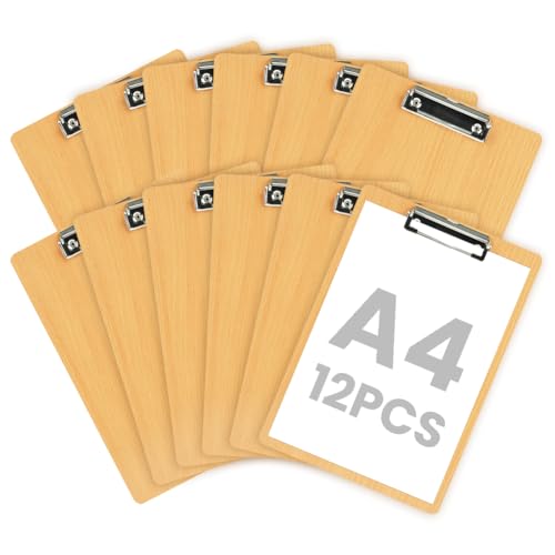 OFFCUP Klemmbrett A4, 12 StückSchreibbrett Holz A4 mit Metal klemme, Clipboard Strapazierfähige Zwischenablage für Büro Baustelle Schule und Werkstatt Braun OFFCUP Klemmbrett A4, 12 StückSchreibbrett Holz A4 mit Metal klemme, Clipboard Strapazierfähige Zwischenablage für Büro Baustelle Schule und Werkstatt Braun von OFFCUP