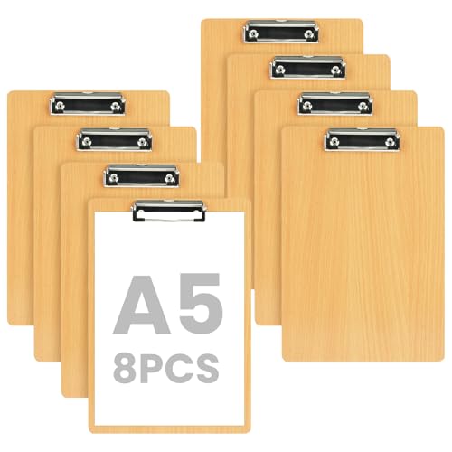 OFFCUP Klemmbrett A5, 8 StückSchreibbrett Holz A5 mit Metal klemme, Clipboard Strapazierfähige Zwischenablage für Büro Baustelle Schule und Werkstatt Braun OFFCUP Klemmbrett A5, 8 StückSchreibbrett Holz A5 mit Metal klemme, Clipboard Strapazierfähige Zwischenablage für Büro Baustelle Schule und Werkstatt Braun von OFFCUP