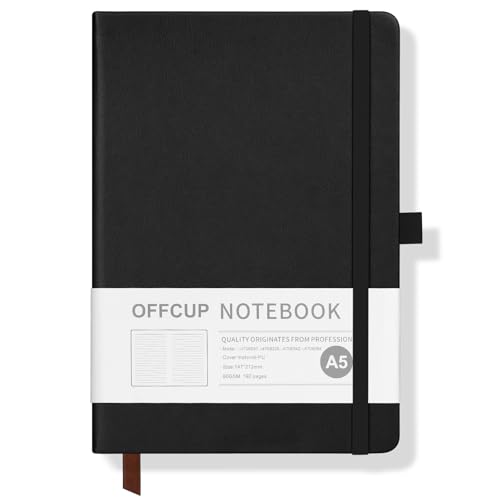 OFFCUP Notizbuch A5 Liniert, 192 Seiten, PU Hardcover Notizbücher, Elastisch Gebändert, Premium 80gsm Dickes Papier Journal Tagebuch für Büro Schule Business Arbeit Schreiben Lernen Reisen-Schwarz OFFCUP Notizbuch A5 Liniert, 192 Seiten, PU Hardcover Notizbücher, Elastisch Gebändert, Premium 80gsm Dickes Papier Journal Tagebuch für Büro Schule Business Arbeit Schreiben Lernen Reisen-Schwarz von OFFCUP