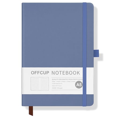 OFFCUP Notizbuch A5 Liniert, 192 Seiten, PU Hardcover Notizbücher, Elastisch Gebändert, Premium 80gsm Dickes Papier Journal Tagebuch für Büro Schule Business Arbeit Schreiben Lernen Reisen -Blau von OFFCUP