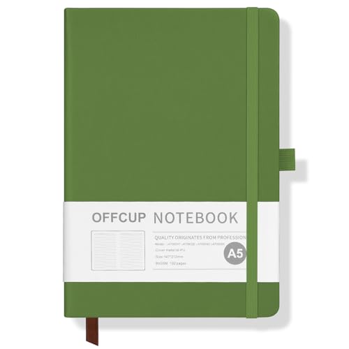 OFFCUP Notizbuch A5 Liniert, 192 Seiten, PU Hardcover Notizbücher, Elastisch Gebändert, Premium 80gsm Dickes Papier Journal Tagebuch für Büro Schule Business Arbeit Schreiben Lernen Reisen-Grün von OFFCUP