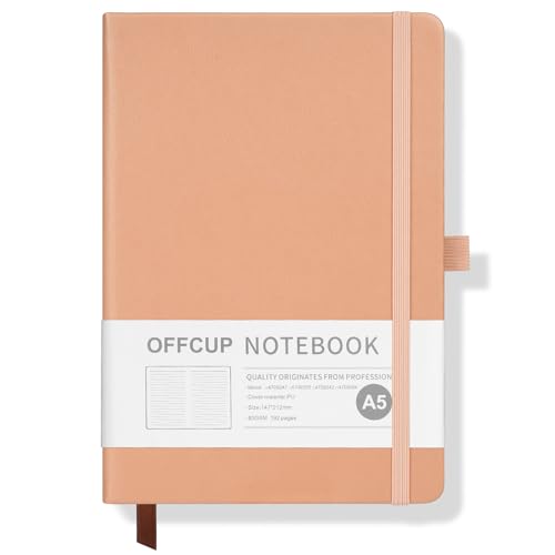 OFFCUP Notizbuch A5 Liniert, 192 Seiten, PU Hardcover Notizbücher, Elastisch Gebändert, Premium 80gsm Dickes Papier Journal Tagebuch für Büro Schule Business Arbeit Schreiben Lernen Reisen -Rosa von OFFCUP